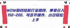 WOW游戏挂机打金搬砖,单号日入150-200,可多开操作,小白轻松上手【揭秘】-优优云创网