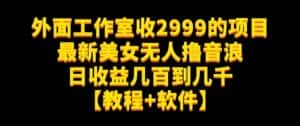 外面工作室收2999的项目最新美女无人撸音浪日收益几百到几千【教程+软件】(仅揭秘)-优优云创网