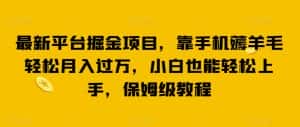 最新平台掘金项目,靠手机薅羊毛轻松月入过万,小白也能轻松上手,保姆级教程【揭秘】-优优云创网