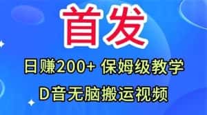首发，抖音无脑搬运视频，日赚200+保姆级教学【揭秘】-优优云创网
