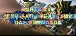 抖音快手蓝海小众(操作简单人人可做不花时间)多种变现月入2w+暴利单机游戏教程-优优云创网
