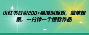 小红书日引200+精准创业粉,简单粗暴,一分钟一个爆款作品【揭秘】-优优云创网