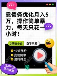 靠债务优化月入五万，每天只要花两个小时，多种方式轻松变现【揭秘】-优优云创网