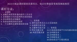 2023小淘录课制课到卖课项目,知识付费流量变现保姆级教程-优优云创网