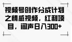 视频号创作分成计划之情感视频，红利项目，闷声日入300+-优优云创网