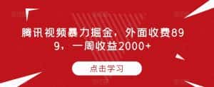 腾讯视频暴力掘金,外面收费899,一周收益2000+【揭秘】-优优云创网