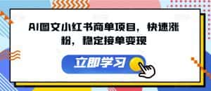 AI图文小红书商单项目，快速涨粉，稳定接单变现【揭秘】-优优云创网