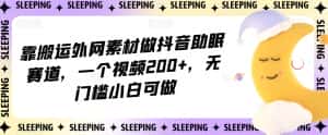 靠搬运外网素材做抖音助眠赛道,一个视频200+,无门槛小白可做【揭秘】-优优云创网
