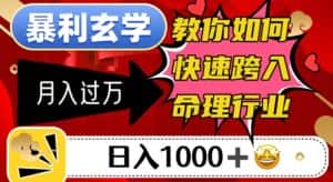 暴利玄学，教你如何快速跨入命理行业，日入1000＋月入过万-优优云创网