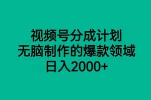 视频号分成计划,无脑制作的爆款领域,日入2000+-优优云创网