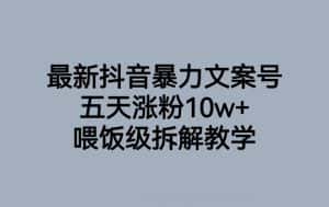 最新抖音暴力文案号，五天涨粉10w+，喂饭级拆解教学-优优云创网