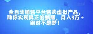 全自动销售平台售卖虚拟产品,助你实现真正的躺赚,月入3万+绝对不是梦!【揭秘】-优优云创网