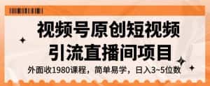 视频号原创短视频引流直播间项目，日入3~5五位数【揭秘】-优优云创网