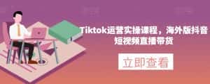Tiktok运营实操课程,海外版抖音短视频直播带货-优优云创网