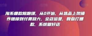 淘系爆款陪跑课，从0开始，从选品上架操作链接到付费放大、全店运营，教你打爆款、系统做好店-优优云创网
