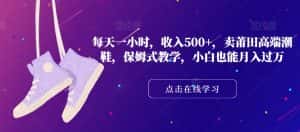 每天一小时,收入500+,卖莆田高端潮鞋,保姆式教学,小白也能月入过万【揭秘】-优优云创网