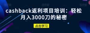 cashback返利项目培训：轻松月入3000刀的秘密-优优云创网
