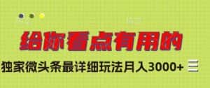 独家微头条最详细玩法，月入3000+【揭秘】-优优云创网