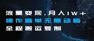 流量变现，月入1W+操作简单无需动脑全程搬运复制【揭秘】-优优云创网