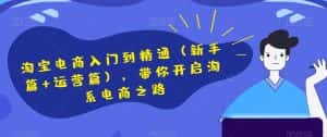 淘宝电商入门到精通(新手篇+运营篇),带你开启淘系电商之路-优优云创网