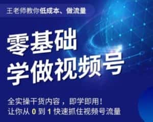 王老师教你低成本、做流量,零基础学做视频号,0-1快速抓住视频号流量-优优云创网