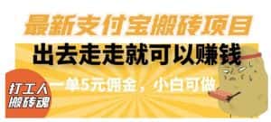 闲得无聊出去走走就可以赚钱，最新支付宝搬砖项目，一单5元佣金，小白可做【揭秘】-优优云创网