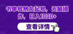书单号暴力起号,无脑操作,日入1000+【揭秘】-优优云创网