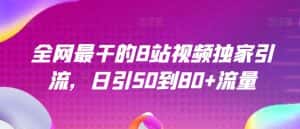 全网最干的B站视频独家引流，日引50到80+流量【揭秘】-优优云创网