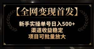 【全网变现首发】新手实操单号日入500+,渠道收益稳定,项目可批量放大【揭秘】-优优云创网