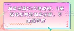 淘系运营21天速成班,0基础轻松搞定淘系运营,不做假把式-优优云创网