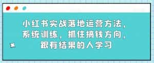 小红书实战落地运营方法,系统训练,抓住搞钱方向,跟有结果的人学习-优优云创网