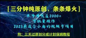 三分钟制作视频号纯原创，条条爆款，轻松月入过万【揭秘】-优优云创网