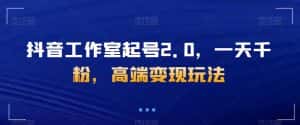 抖音工作室起号2.0,一天千粉,高端变现玩法【揭秘】-优优云创网