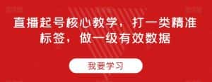 直播起号核心教学,打一类精准标签,做一级有效数据-优优云创网