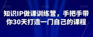 知识IP做课训练营,手把手带你30天打造一门自己的课程-优优云创网