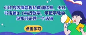 小红书店铺变现私教训练营,小红书店铺0-1实战教学,手把手教会你如何运营一个店铺-优优云创网