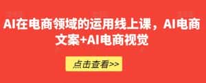 AI在电商领域的运用线上课,AI电商文案+AI电商视觉-优优云创网