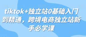 tiktok+独立站0基础入门到精通，跨境电商独立站新手必学课-优优云创网