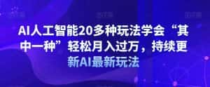 AI人工智能20多种玩法学会“其中一种”轻松月入过万,持续更新AI最新玩法-优优云创网