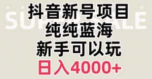 抖音蓝海赛道,必须是新账号,日入4000+【揭秘】-优优云创网