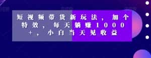 短视频带货新玩法，加个特效，每天躺赚1000+，小白当天见收益【揭秘】-优优云创网