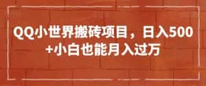 QQ小世界搬砖项目，日入500+小白也能月入过万【揭秘】-优优云创网