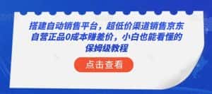 搭建自动销售平台,超低价渠道销售京东自营正品0成本赚差价,小白也能看懂的保姆级教程【揭秘】-优优云创网