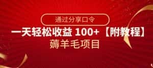 薅羊毛项目,靠分享口令,一天轻松收益100+【附教程】【揭秘】-优优云创网
