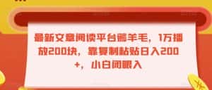 最新文章阅读平台薅羊毛,1万播放200块,靠复制粘贴日入200+,小白闭眼入【揭秘】-优优云创网