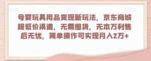 母婴玩具用品变现新玩法，京东商城超低价渠道，简单操作可实现月入2万+【揭秘】-优优云创网