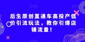 后生原创直通车高投产低价引流玩法,教你引爆店铺流量!-优优云创网