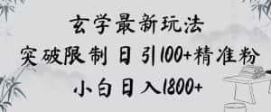 玄学新玩法，突破限制，日引100+精准粉，小白日入1800+【揭秘】-优优云创网