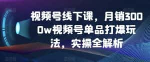 视频号线下课,月销3000w视频号单品打爆玩法,实操全解析-优优云创网