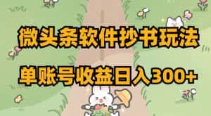 微头条软件抄书玩法，单账号收益日入300+【揭秘】-优优云创网